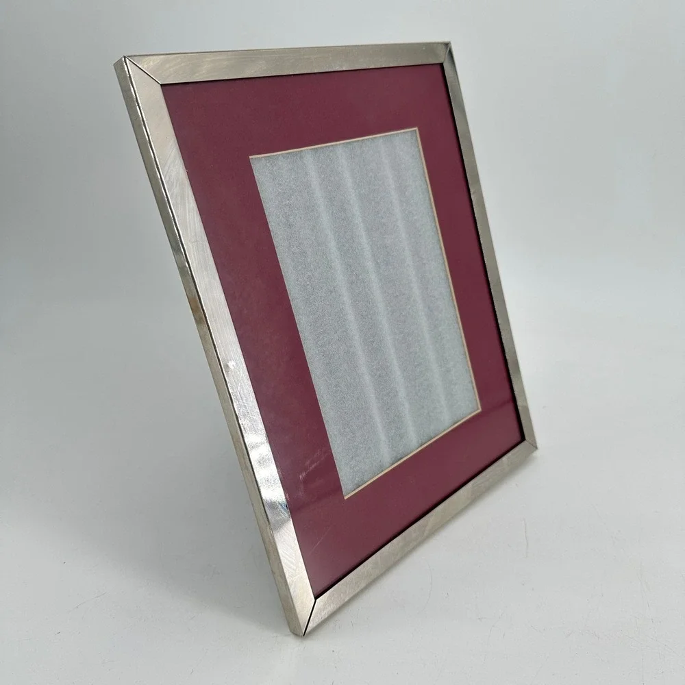 Studio Image Silver Tone Metal Picture Frame with Burgundy Mat for 5x7 Photo